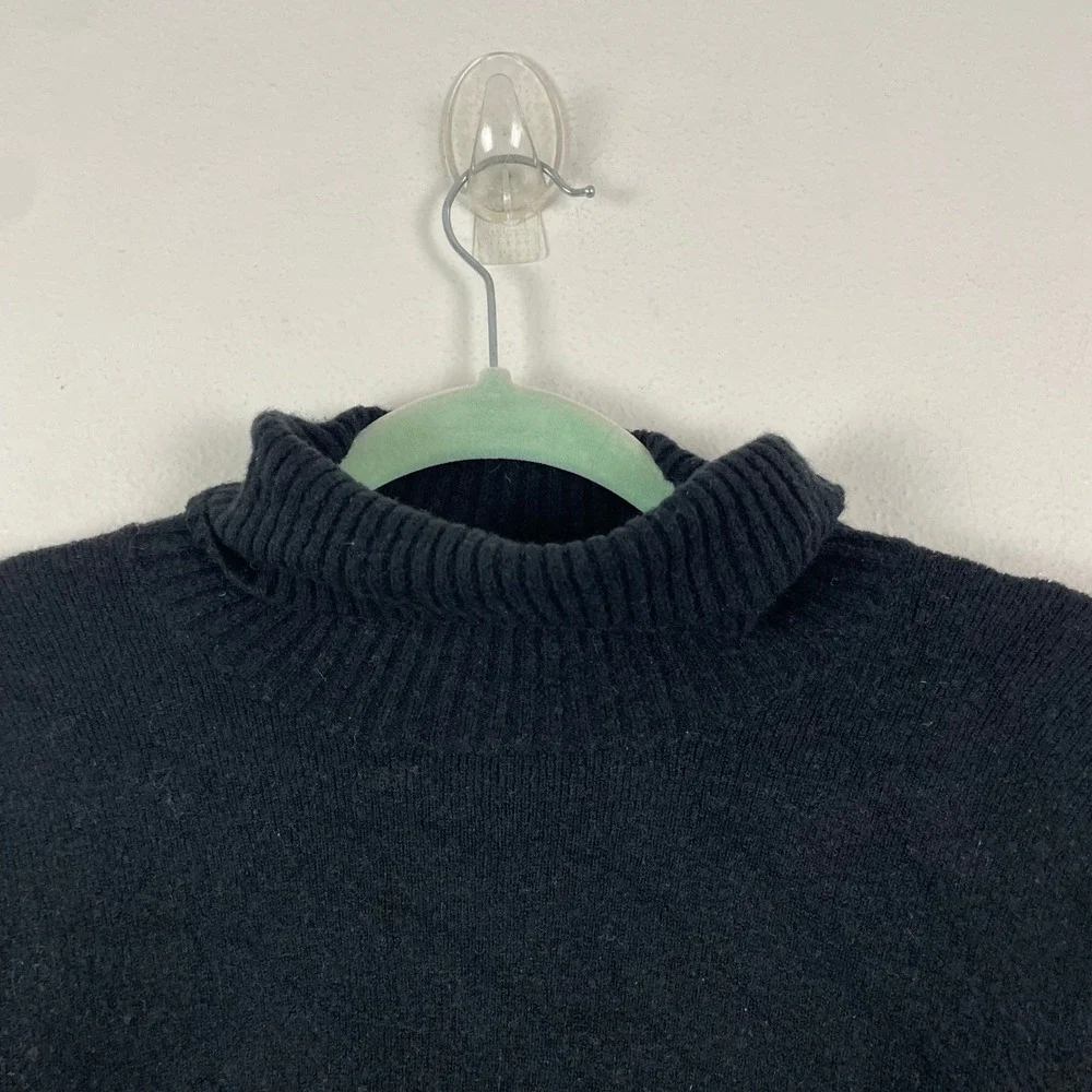 J.‎ Crew Black Turtleneck Sweater Puff Sleeve Ribbed Knit Women's M